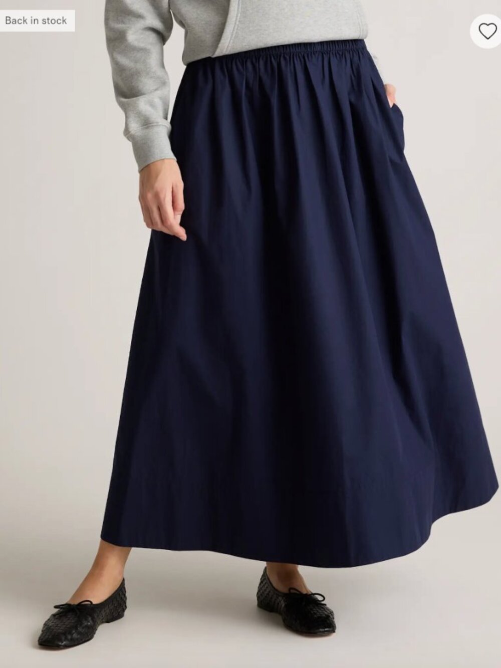 Organic Cotton Poplin Midi Skirt